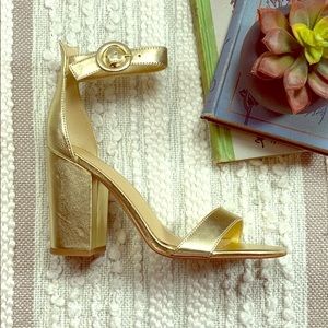 Marc Fisher Heeled Pump Sandal Bright Gold